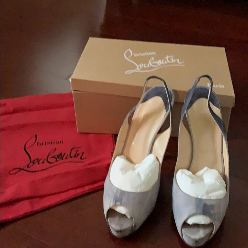 Christian Louboutin Gray and Cream Heels